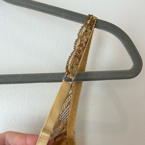 Vintage Victoria’s Secret Gold Satin Slip Dress M | Lace Bust Coquette Y2K - Picture 9 of 13